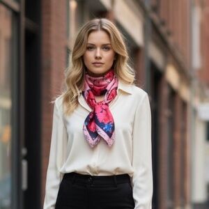 NWT Ann Taylor Women’s 100% Silk Floral Scarf Gift Feminine Elegant